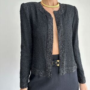 Vintage Silk Beaded Jacket Womens Small Sequin Evening Formal Cocktail STENAY